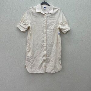 Old Navy Linen Rayon Button Up Collared Shirt Dress w Pockets Womens size XS NEW
